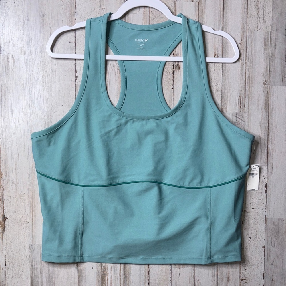 Old Navy Active Powersoft Racerback Cropped Teal Sports Tank XXL NWT!